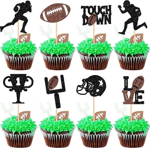 Vista 16 de Rsstarxi 1 paquete de decoración de pastel de fútbol americano de feliz cumpleaños, decoración de pastel de fútbol americano para amantes