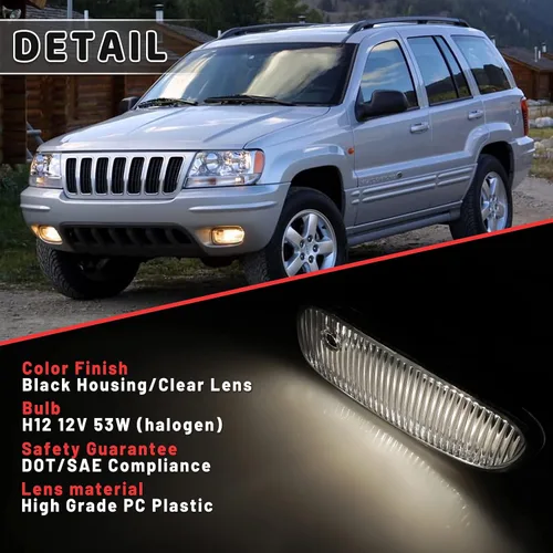Vista 4 de Luces antiniebla aptas para Jeep Grand Cherokee 1999 2000 2001 2002 2003 con bombillas halógenas 1 par