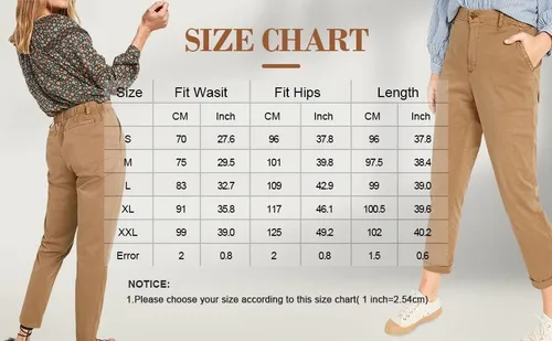 Vista 9 de Galawaqe Pantalones chinos de cintura alta para mujer, pantalones de tubo casuales, pantalones de pierna recta para el trabajo