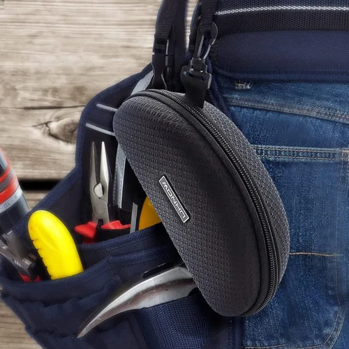 Vista 7 de UKNOW Gafas de seguridad sobre lentes, lente envolvente transparente antivaho ANSI Z87.1; estuche portátil para gafas de seguridad con clip