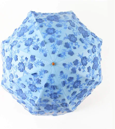Vista 133 de Honeystore Sombrilla bordada con flor 3D plegable UV con encaje clásico