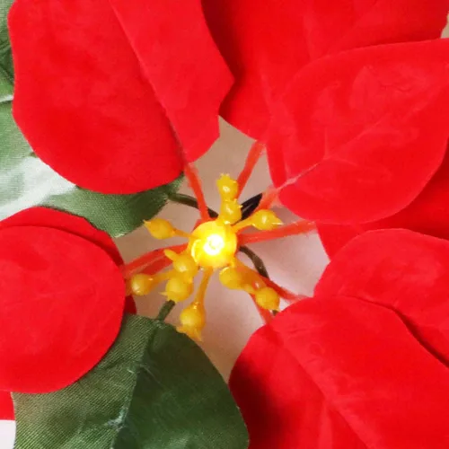 Vista 4 de FUCHSUN - Guirnalda de flores de Pascua de Navidad de 14 pies, 20 luces LED artificiales rojas con luces LED para árbol de Navidad, chimenea