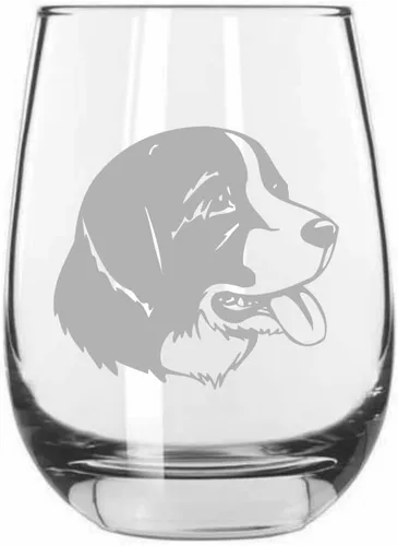 Vista 402 de Shar Pei (chino) - Vaso de vino sin tallo grabado para perro, 15.25 onzas