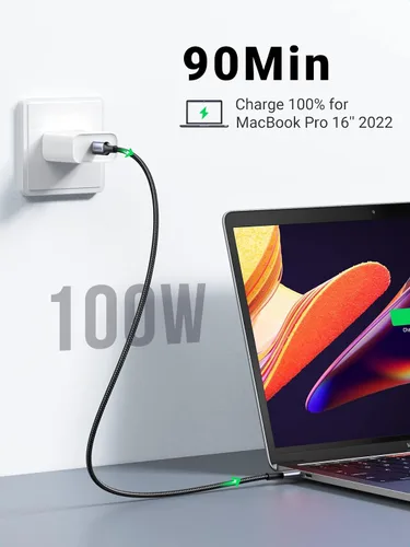 Vista 2 de UGREEN 100W USB C to USB C Cable, Fast Charging, 2-Pack, 1.6ft, Black Negro