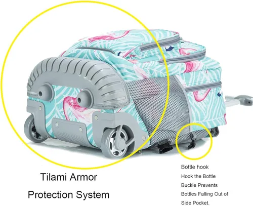 Vista 4 de Tilami Mochila con ruedas para niños y niñas de 18 pulgadas Computadora portátil