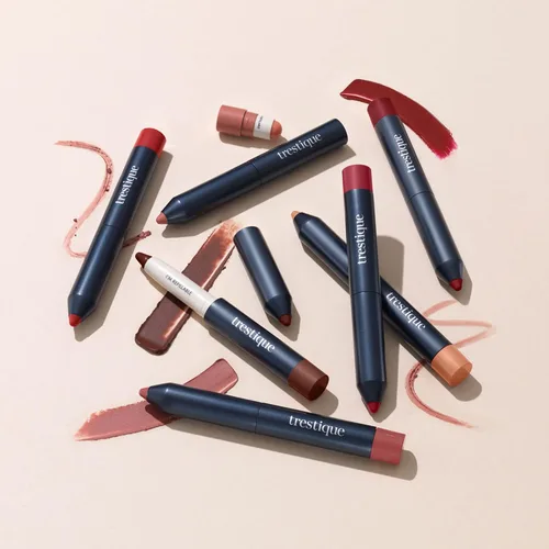 Vista 5 de TRE'STIQUE Lápiz labial mate, lápiz labial mate con bálsamo de brillo labial integrado, juego de delineadores de labios 2 en 1 con lápiz labial
