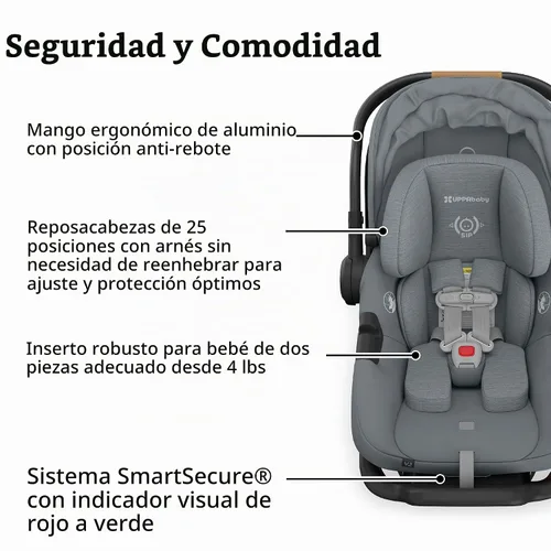 Vista 5 de UPPAbaby Aria V2 Lightweight Infant Car Seat - Load Leg & Cover - Callum Callum (azul piedra)