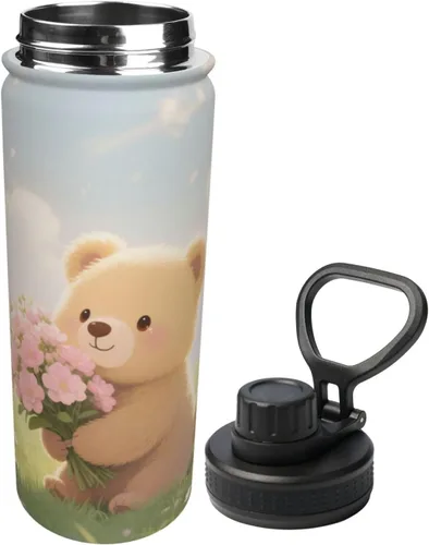 Vista 2 de Hervidor de agua aislado de acero inoxidable con estampado divertido, ideal para deportes y viajes