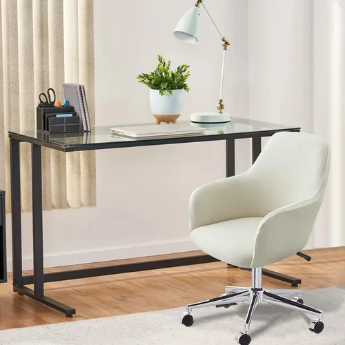 Vista 2 de Iauddy Funda de Silla Giratoria de Acento para Comedor para Oficina, Funda Elástica para Silla de Escritorio de Oficina de Respaldo Medio Protector