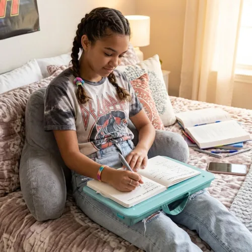 Vista 6 de LapGear - Escritorio compacto para regazo - Se adapta a laptops de hasta 15 pulgadas - Aqua Sky - Estilo núm. 43109 Microbead Cushion, Built-In
