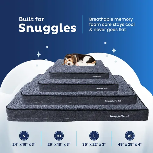 Vista 6 de Snuggle-Pedic Cama para perros de espuma viscoelástica, camas de felpa impermeables para mascotas con cubierta interior y exterior extraíble, parte