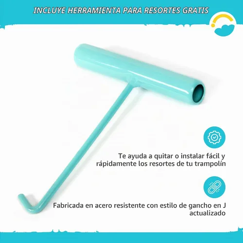 Vista 8 de SkyBound Tapete de repuesto para cama elástica para cama elástica, se adapta a marcos de 15 pies con herramienta de resorte y anillos en V