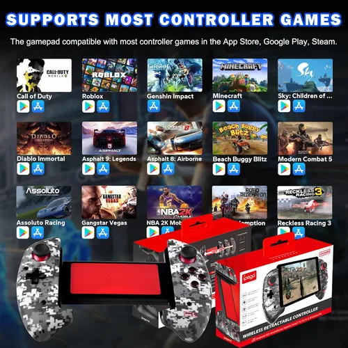 Vista 6 de Megadream Wireless Mobile Controller for iPad, Tablet (11"), iPhone 16151413, Android Gamepad for Galaxy Z Fold4, Galaxy Z Flip4, Galaxy S23 S22