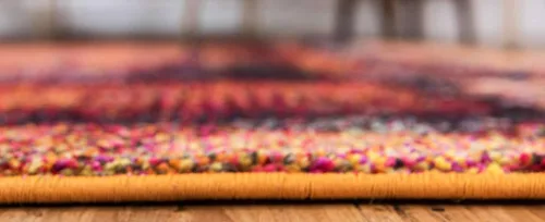 Vista 2 de Unique Loom Estrella Collection - Alfombra de área rústica, envejecida, moderna, abstracta, 3 pies 3 pulgadas x 5 pies 3 pulgadas, naranja/negro