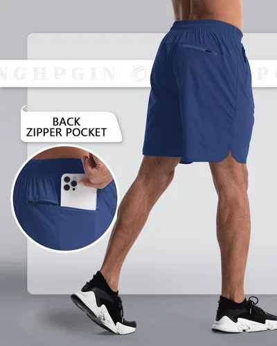 Vista 2 de CANGHPGIN Paquete de 2 pantalones cortos deportivos de entrenamiento para hombre, entrepierna de 7 pulgadas, pantalones cortos de senderismo