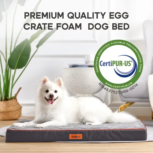 Vista 2 de Sonive Cama de gran tamaño para perros y gatos, cama ortopédica de espuma para perros, impermeable, acolchada, cómoda, para uso en interiores