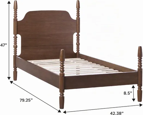 Vista 2 de Walker Edison Cama de Montaje Fácil con Estructura Tradicional de Aspas de Madera, Estructura de Cama Vintage, No Requiere Somier, Estructura