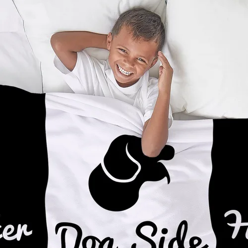Vista 3 de CafePress Dog Side Vs His/Her Side - Manta de forro polar súper suave, 60 x 50 pulgadas