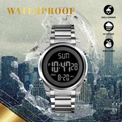 Vista 4 de BURK 1611 Relojes para hombre unisex para mujer reloj digital de moda de acero inoxidable impermeable reloj de pulsera de lujo
