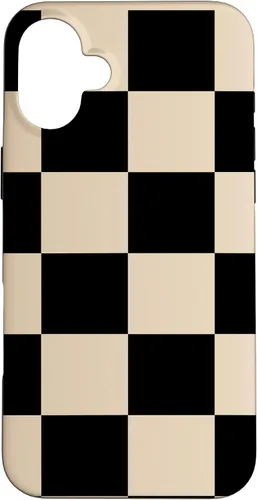 Vista 23 de Black and Beige Classic Checkered Big Checkerboard Pattern Case for iPhone 16