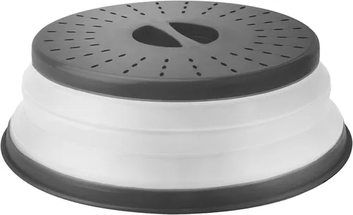 Vista 4 de Tovolo Cubierta de salpicaduras para microondas para alimentos, mediana (carbón) - Tapa protectora de salpicaduras de silicona plegable y ventilada