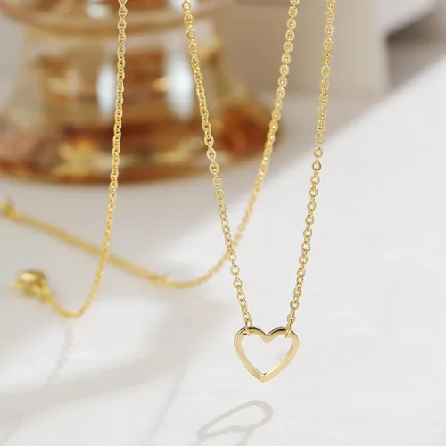 Vista 5 de Collner Collar con colgante de corazón de oro de 14 quilates para mujer, delicado collar de estrella, gargantilla de mal de ojo, collar bohemio