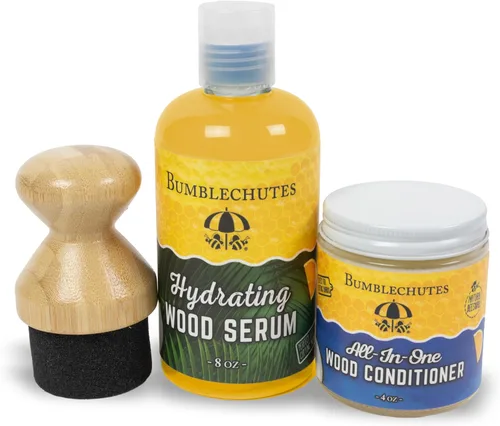 Vista 8 de Bumblechutes Kit de cuidado de tabla de cortar de madera, caja de regalo, limpia, hidrata, protege, tabla de cortar de cera de abeja natural, aceite