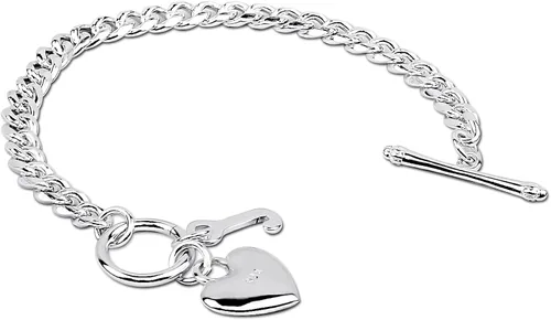 Vista 3 de IVYRISE Pulsera con dije de corazón de amor para mujeres, adolescentes y niñas, chapada en plata de ley 925, pulseras de cadena de eslabones