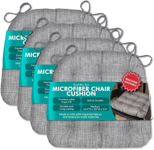Vista 15 de Barnett Almohadilla para silla de comedor con lazos. Gamuza microfibra, microgamuza, reversible, relleno de espuma de látex, se puede lavar a Negro