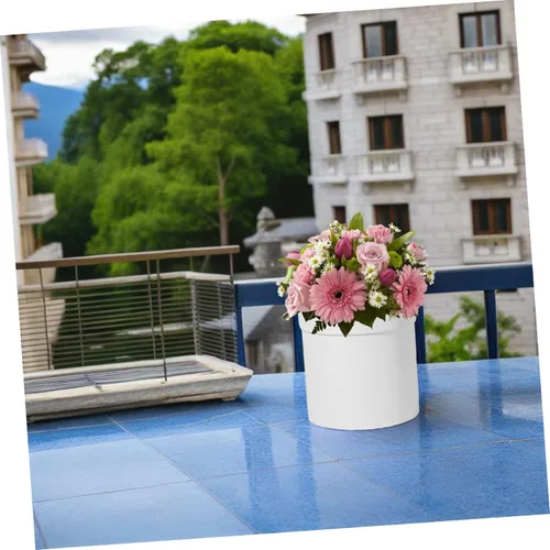 Vista 9 de MAGICLULU Caja de flores redonda de papel colorido Caja de embalaje de papel de flores Cubo de embalaje de flores redondas para fiesta de oficina