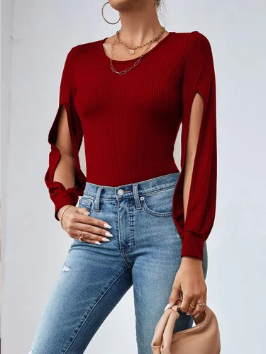 Vista 5 de LYANER Body de manga larga con cuello redondo y laterales huecos para mujer