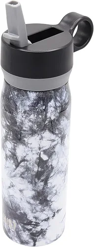 Vista 7 de BUILT Botella de acero inoxidable aislada al vacío de doble pared con tapa con pajilla, 20 onzas de boca ancha, teñido anudado de anochecer