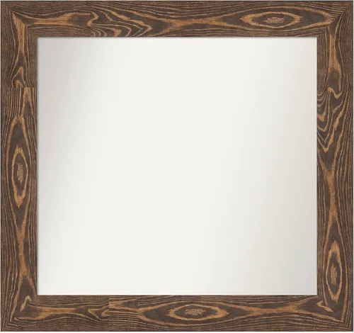 Vista 91 de Amanti Art Espejo de baño marrón para sobre fregadero, 26 x 26 pulgadas, espejo de tocador cuadrado marrón rústico Alexandria, marco de madera
