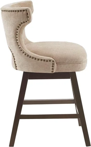 Vista 5 de Madison Park Emmett - Taburete giratorio para mostrador, elegante y moderno, con respaldo redondo, altura de encimera, silla de isla de cocina, Beige