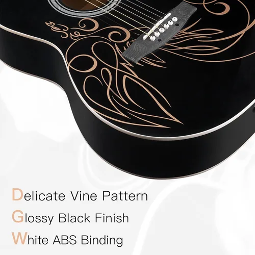 Vista 4 de Guitarra acústica de concierto WINZZ AF227A de 39 pulgadas con kit completo, enredadera delicada