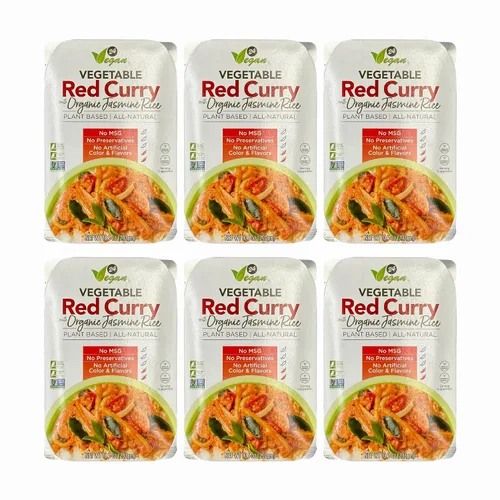 Vista 9 de Curry verde tailandés orgánico vegano con arroz jazmín, curry tailandés vegano, sin OMG, sin MSG, sin gluten, comida de curry instantánea, solo