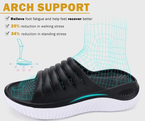 Vista 3 de KuaiLu - Sandalias de recuperación para mujer con cómodo apoyo para fascitis plantar, ortopédicas, con puntera abierta, amortiguación gruesa que