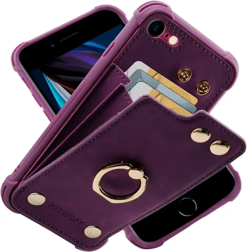 Vista 42 de Funda tipo cartera compatible con iPhone XR/10R con tarjetero de crédito, funda protectora de cuero a prueba de golpes compatible con anillo