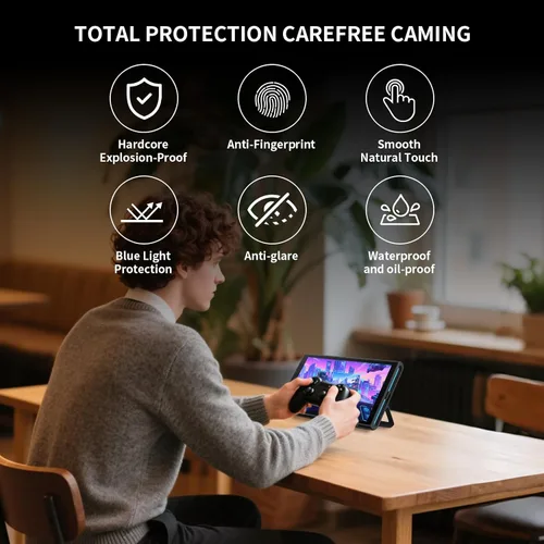 Vista 5 de PERFECTSIGHT Protector de pantalla de vidrio templado con luz azul mate antideslumbrante compatible con Nintendo Switch 2 2025, protección ocular