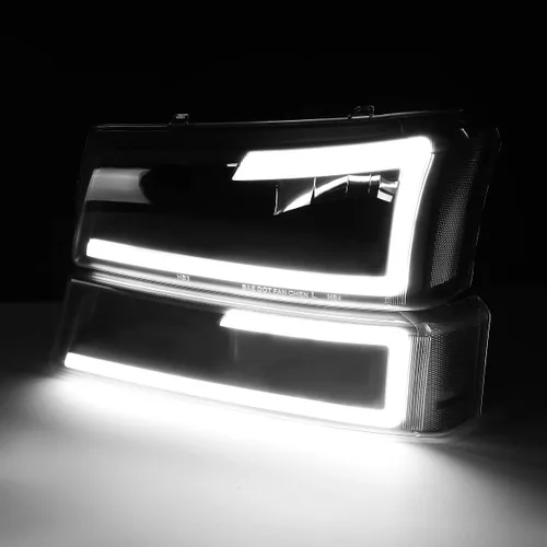Vista 8 de Auto Dynasty 4 piezas de lámparas LED DRL para faros delanteros compatibles con Chevy Silverado Avalanche 1500 2500 3500 03 04 05 06 / Chevy Negro
