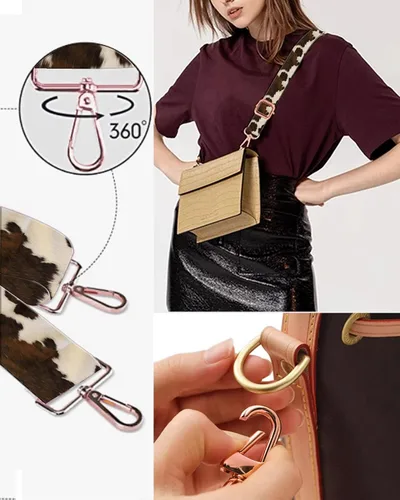 Vista 2 de Correas para bolso, hebilla de oro rosa, correa ancha para hombro, cinturón de repuesto ajustable a la moda para bolsa cruzada de lona, bolso