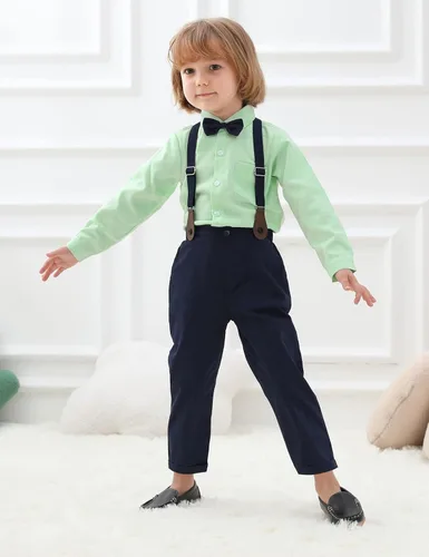 Vista 25 de A&J DESIGN Conjunto de ropa formal para niños pequeños con tirantes y tirantes