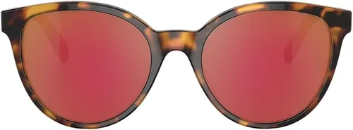 Vista 2 de Versace Gafas de sol para niños, montura Havana, lentes rojo espejo violeta oscuro, 1.811 in, HabanaLogotipo doradoVioleta Oscuro Espejo Rojo