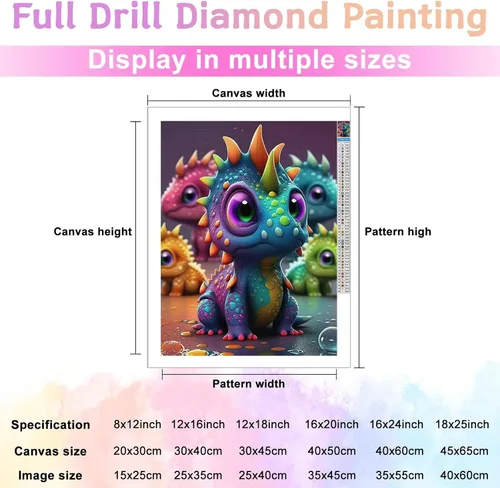 Vista 5 de Kits de pintura de diamantes de dinosaurio para adultos principiantes – Dibujos animados 5D completo taladro redondo kits de arte de diamantes