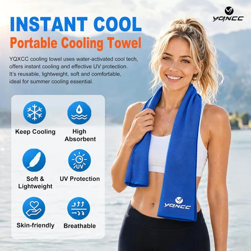 Vista 2 de YQXCC Paquete de 4 toallas refrescantes, 40 x 12 pulgadas, toalla de cuello frío hielo, microfibra suave y transpirable para gimnasio, yoga, golf