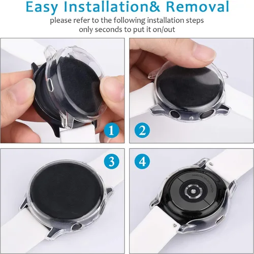 Vista 3 de Amzpas [Paquete de 4] Funda protectora de pantalla compatible con Samsung Galaxy Watch Active 2 de 1.575 pulgadas, cubierta completa de TPU suave