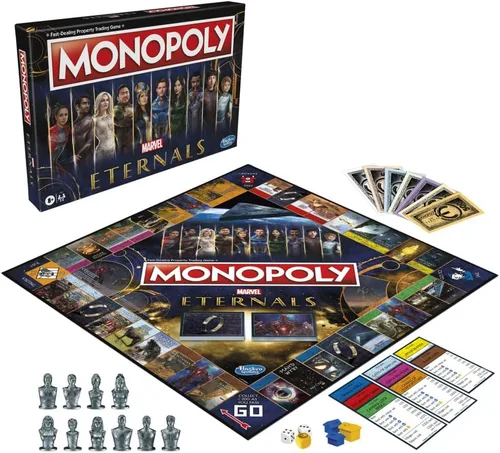 Vista 3 de Monopoly: Marvel Studios' Eternals Edition - Juego de mesa para fanáticos de Marvel, niños a partir de 8 años