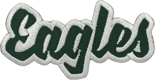 Vista 19 de (2 x 4 pulgadas) Eagles, espíritu de equipo, bordado, parche para planchar (sarga blanca/contorno verde)