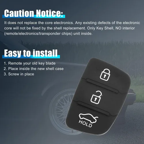 Vista 6 de X AUTOHAUX 3 botón coche remoto Fob caso inserto de goma almohadilla teclado reemplazo para Hyundai