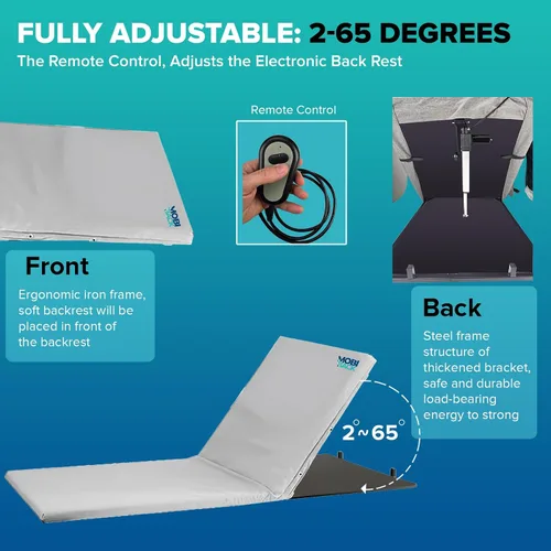 Vista 5 de Respaldo eléctrico para cama de Mobi-Back (versión de cojín de cama completa - Construcción de acero sólido)